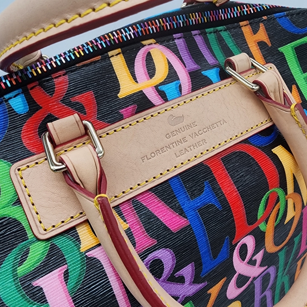 Dooney & Bourke Retro Grafica Vanessa Florentine Vacchetta Leather Tote Shoulder - Picture 11 of 16